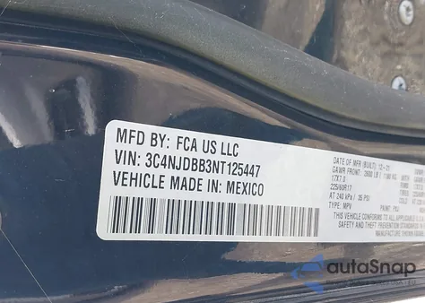 2022 Jeep Compass Latitude 4X4 from USA, damaged, VIN 3C4NJDBB3NT125447